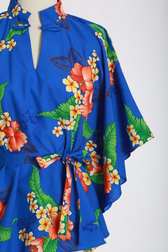 Vintage 80s Tropical Hawaiian floral batwing belt… - image 2