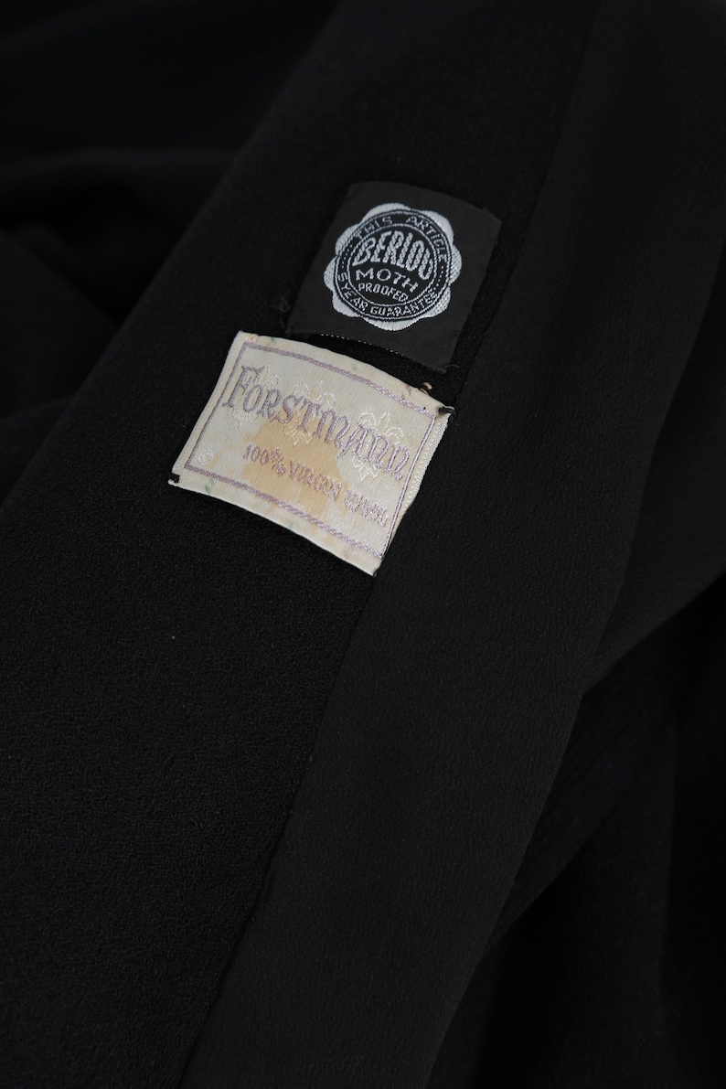 40s Livingston Bros. Wool Coat | Vintage 1940s Forstmann Black Silk ...