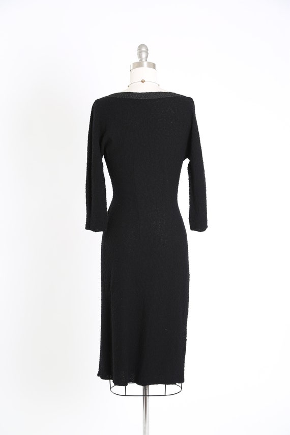 Vintage 40s black knit dress | 1940s crochet ribb… - image 7