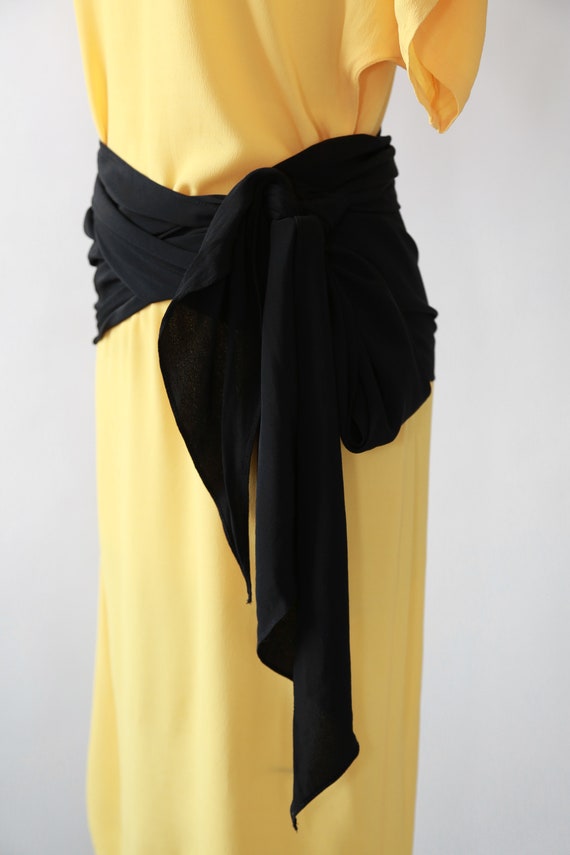 Vintage 90s 40s yellow rayon crepe dress - image 5