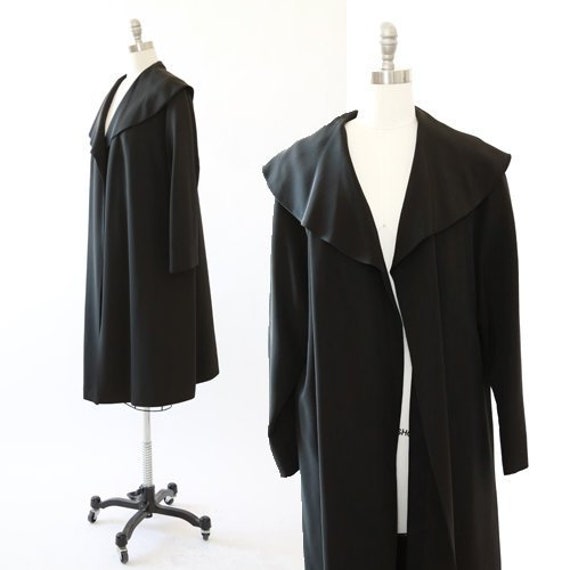 Vintage 40s black swing coat jacket - image 1