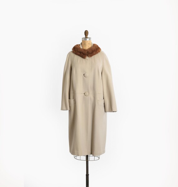 レディース Vintage.90s Beige BrownFur WoolCoat