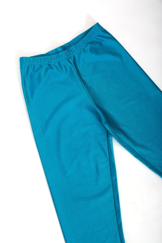 80s leggings | Vintage 80s metallic blue spandex … - image 2