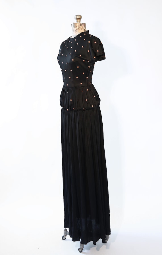 30s Antique studded gown | Vintage 30s 40s black… - image 6