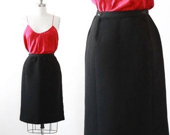 Vintage 60s black knit wool skirt