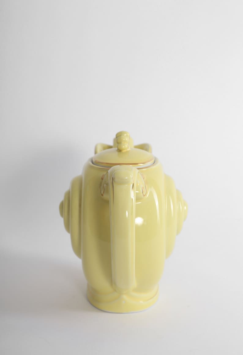 Vintage HALL snail navtilus yellow ceramic teapot image 4