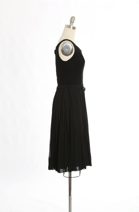 Vintage 50s black knit silk mini dress - image 5