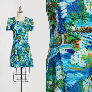 Vintage 1960s Diamond Head print Hawaiian dress