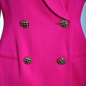 Hot pink suit dress Vintage 90s pink tuxedo wool suit dress image 9