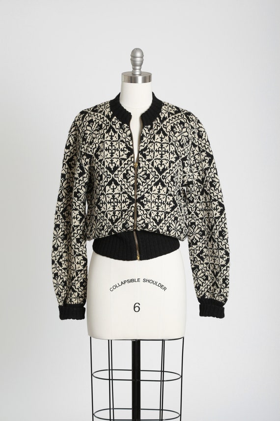 40s knit jacket | Vintage 40s black + white nordi