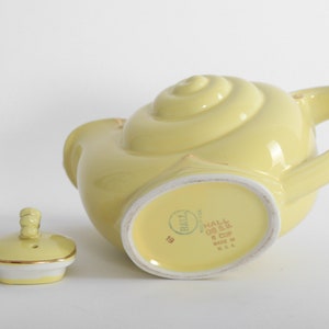 Vintage HALL snail navtilus yellow ceramic teapot image 6