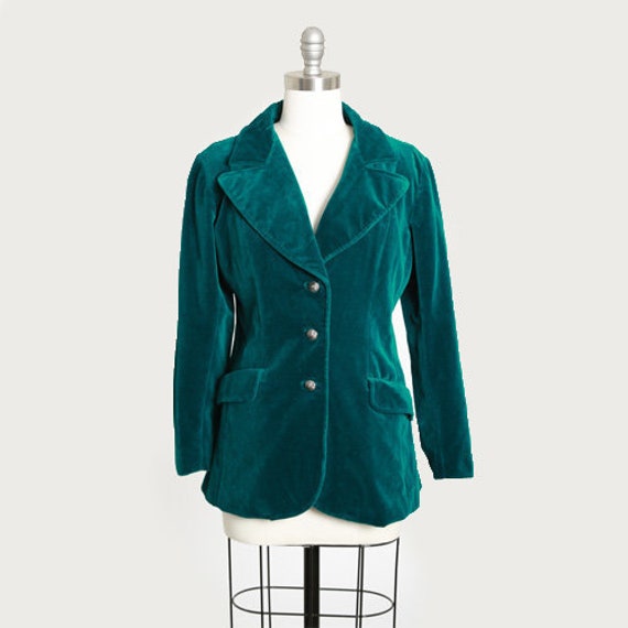 Emerald velvet blazer | Vintage 70s green velvet j