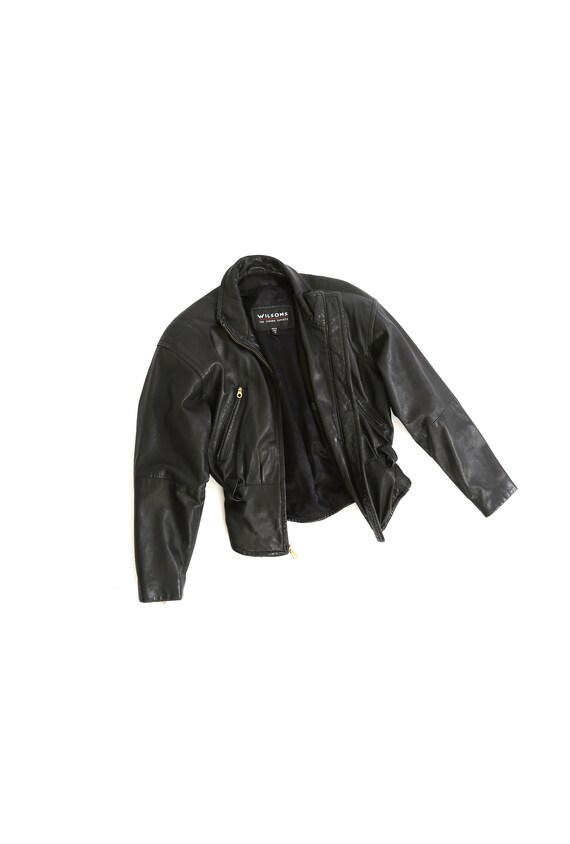 Vintage 80s Wilsons black leather jacket | 80s Wi… - image 2