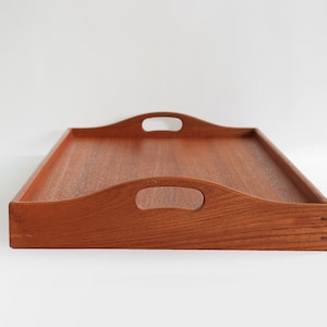 Vintage Mid Century Modern teak wood serving tray image 4