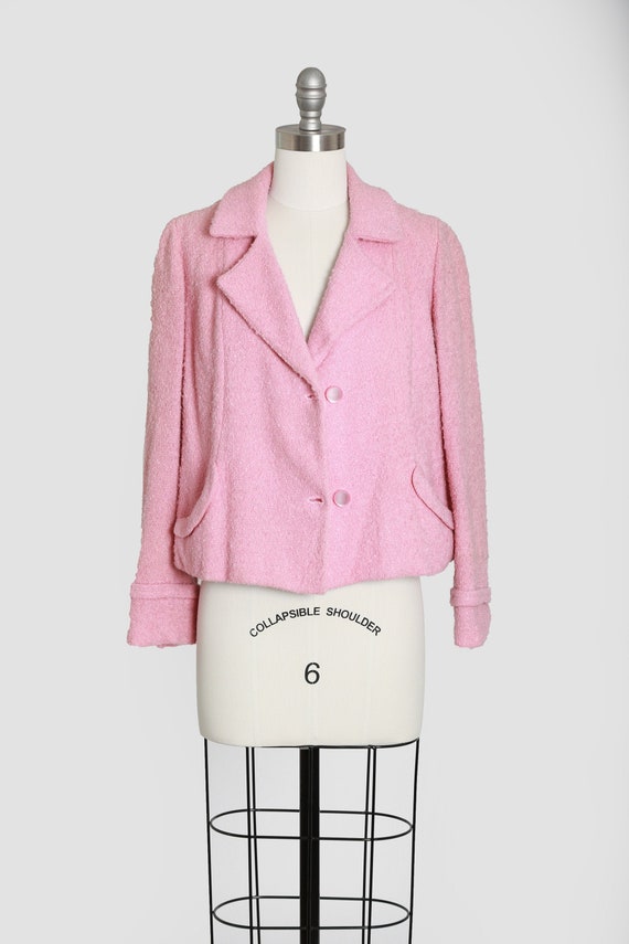 50s pink wool cropped coat Gem