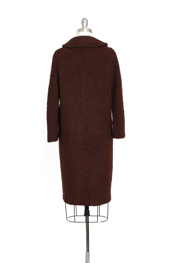 Bouclé wool coat | Vintage 50s chocolate brown bo… - image 8