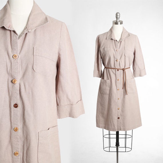 Fawn Linen dress | Vintage 90s brown linen mini dr