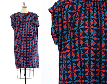 Vintage 60s MOD Silk geometric flower dress