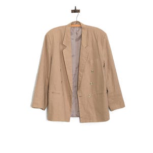 90s Tan linen cotton blazer