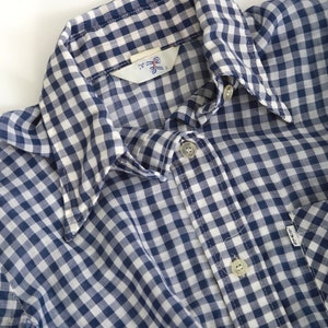 Levis Gingham shirt | Vintage 70s Levis blue + white Gingham button Shirt image 7