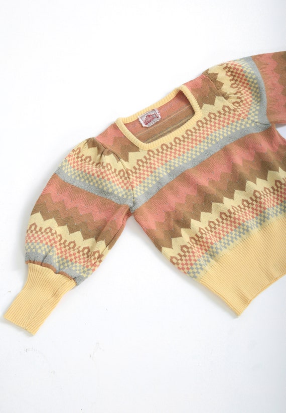 vintage 70s Sweater | 1970s Pastel checker knit me