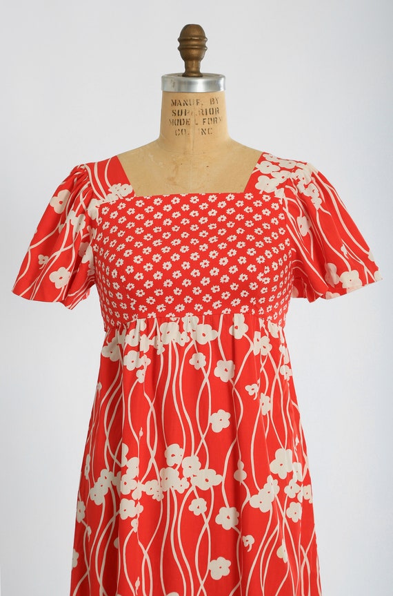 70s floral maxi dress | Vintage 1970s red floral … - image 4