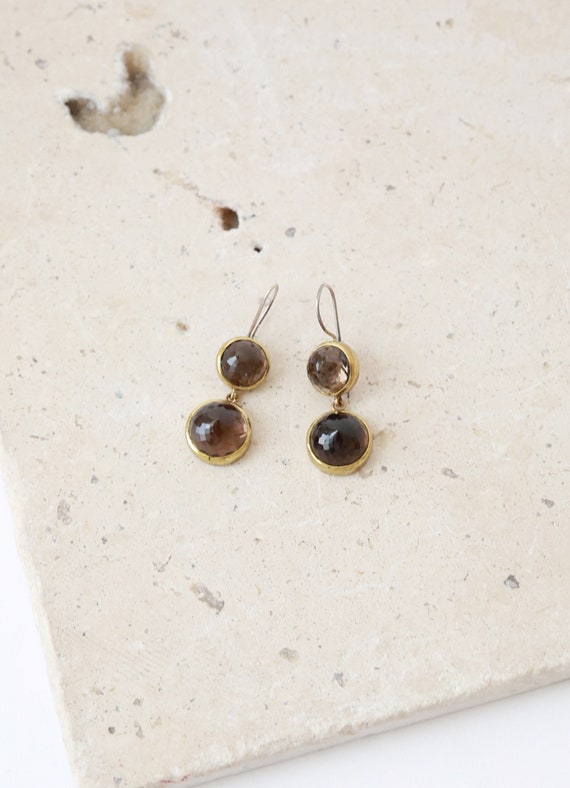 BORA Smoky quartz gold sterling silver earrings - image 6