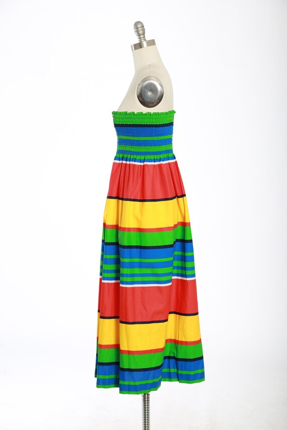 Vintage 80s rainbow striped cotton dress - image 4