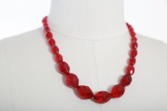 Antique vintage 1930s cherry red glass necklace - image 7