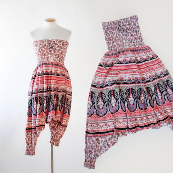 Indian cotton jumpsuit | Vintage 70s paisley jumps