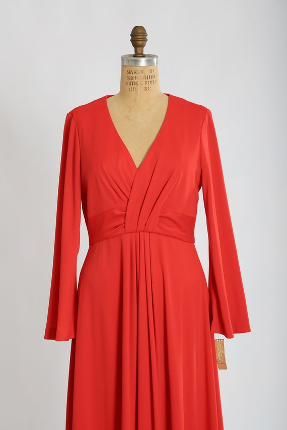 70s Red maxi dress | Vintage 1970s deadstock red … - image 3