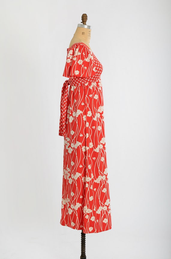 70s floral maxi dress | Vintage 1970s red floral … - image 7