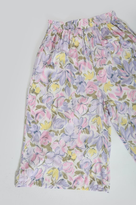 vintage 1990s pastel floral gaucho pants - image 4