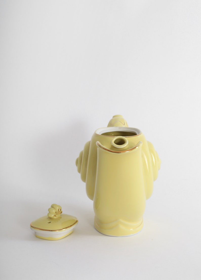 Vintage HALL snail navtilus yellow ceramic teapot image 5