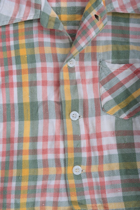 Vintage 40s Kids pastel plaid cotton flannel shirt - image 4