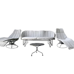 Vintage Mid Century Modern Homecrest Patio Set | Gilder sofa + 2 Fiesta loungers + side table