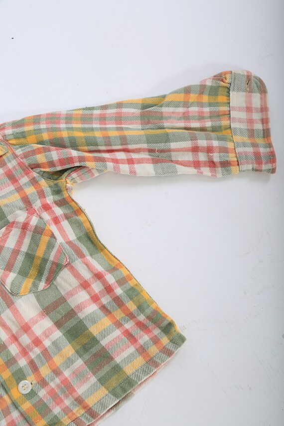 Vintage 40s Kids pastel plaid cotton flannel shirt - image 3