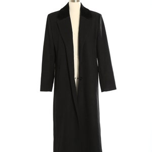 90s black wool coat Vintage 1990s PENDLETON black velvet Merino wool long oversized coat image 2