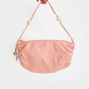 Vintage FURLA Y2K pink leather bead pearl Purse