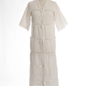 Vintage 70s Mexican white cotton crochet Dress image 2