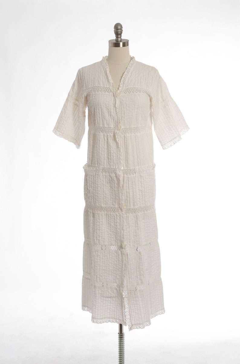 Vintage 70s Mexican white cotton crochet Dress image 2