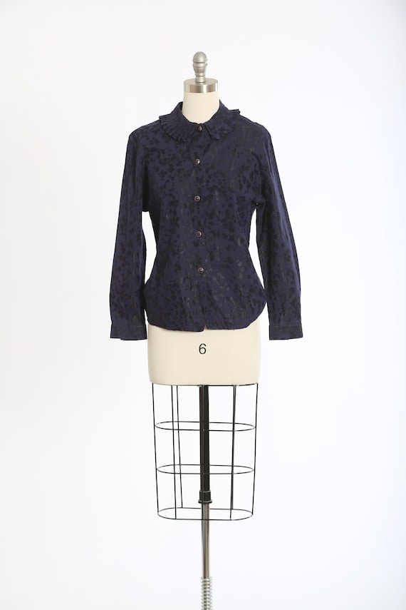 French leopard print blouse | Vintage 90s blue le… - image 3