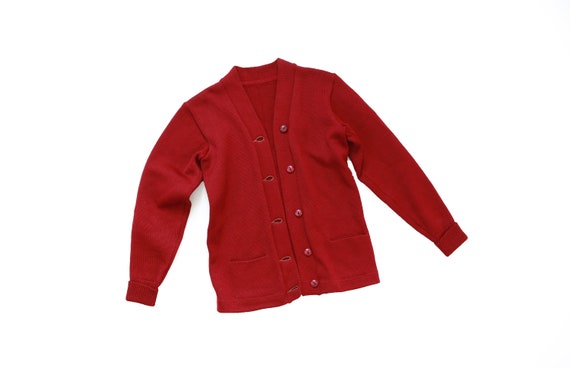 Letterman sweater | Vintage 40s Red knit wool Lett
