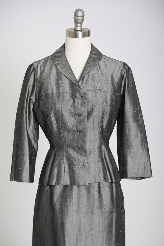 40s 2pc suit | Vintage 1940s silver dress suit - image 4