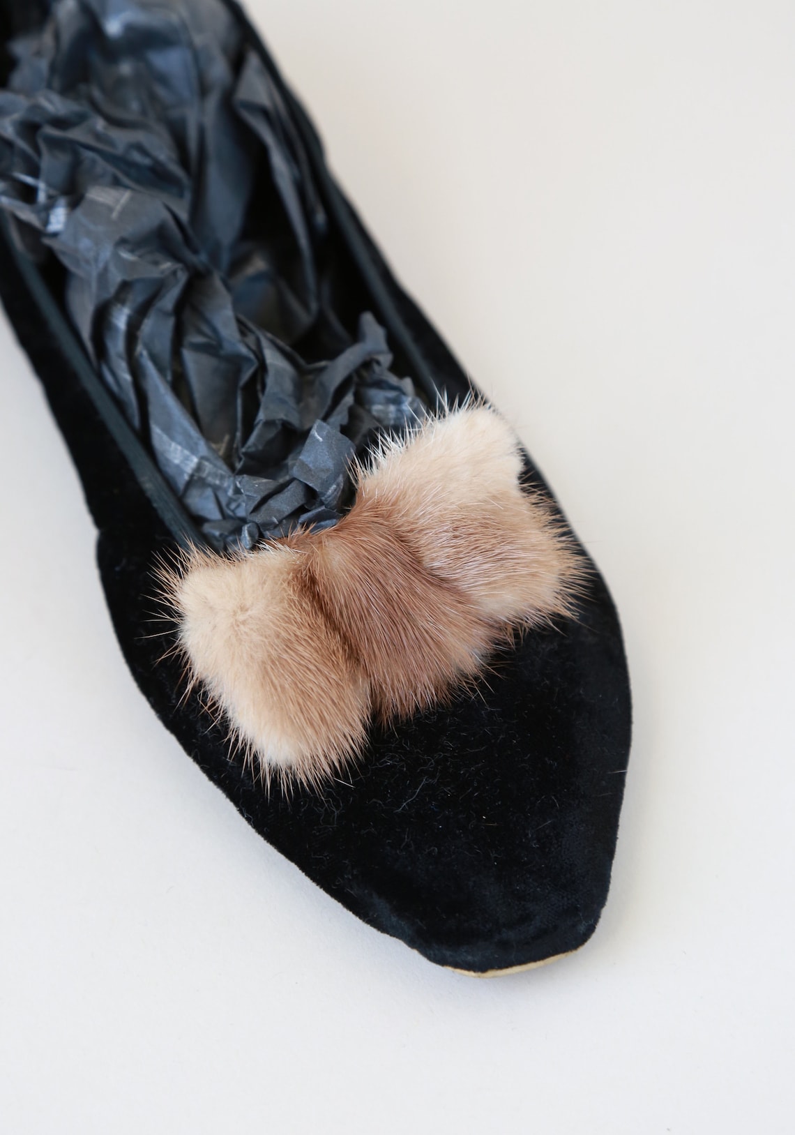 Mink flats Vintage 40s black velvet flats Etsy