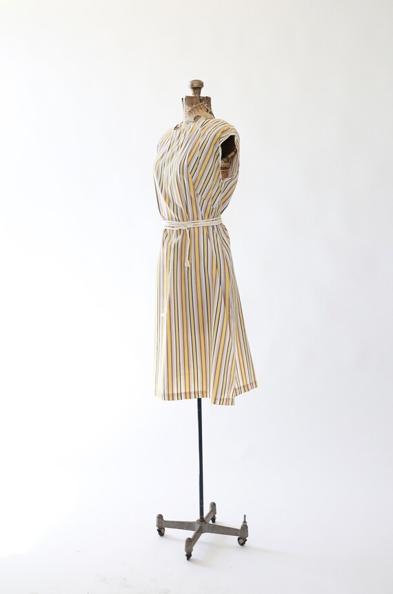 Vintage 60s yellow striped cotton dress - image 5