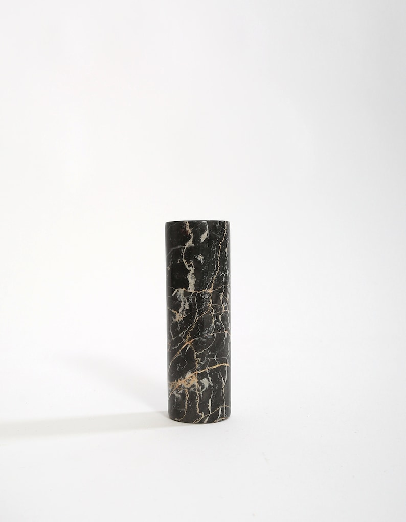 Vintage black Carrara Marble Italian bud vase image 5