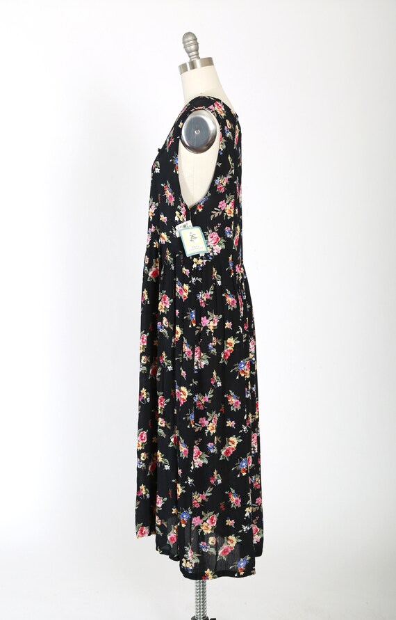Vintage 90s dark floral rayon dress | 1990s deads… - image 7