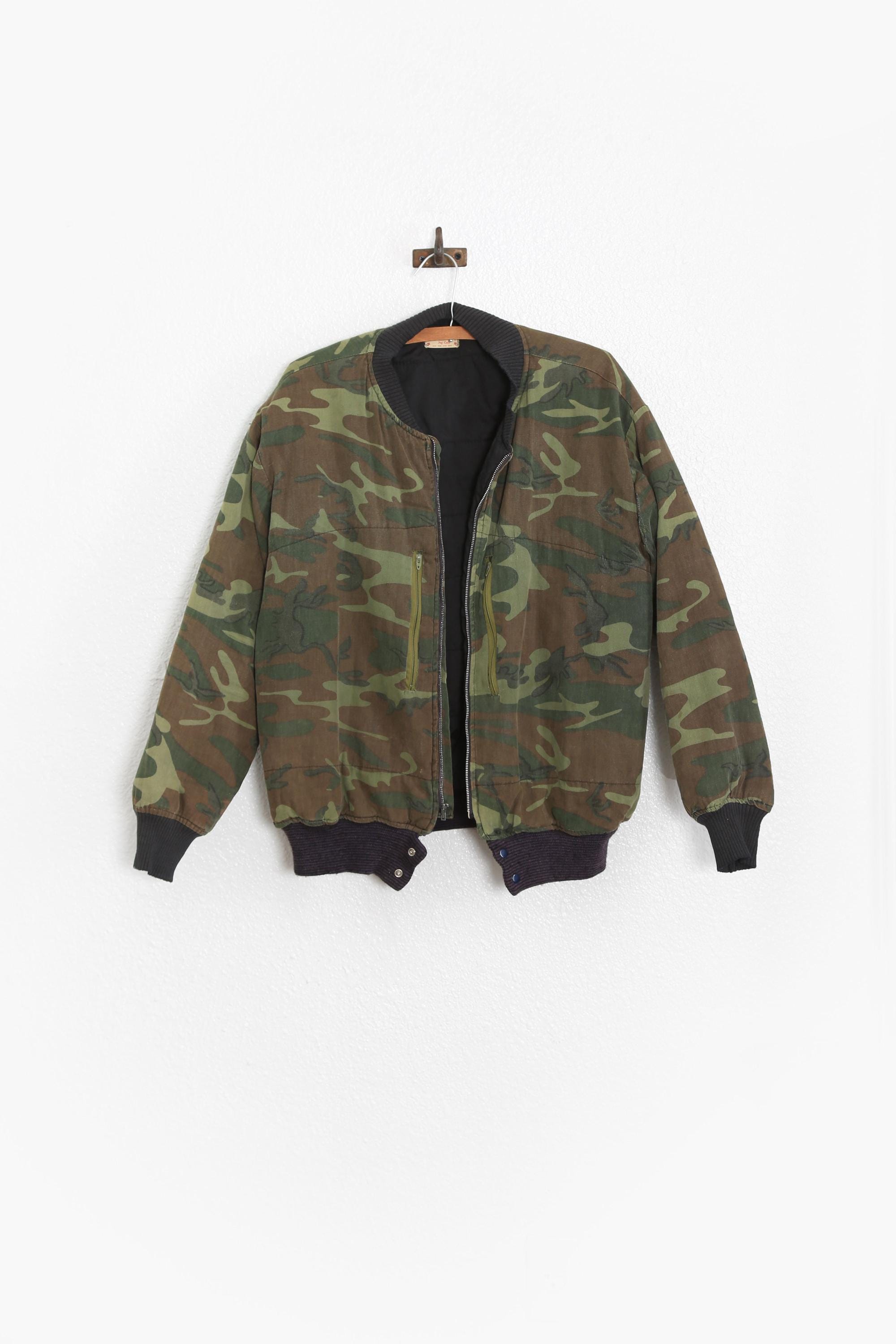 Camo Bomber Jacket | Vintage 70s Cotton Camouflage Bomber Jacket