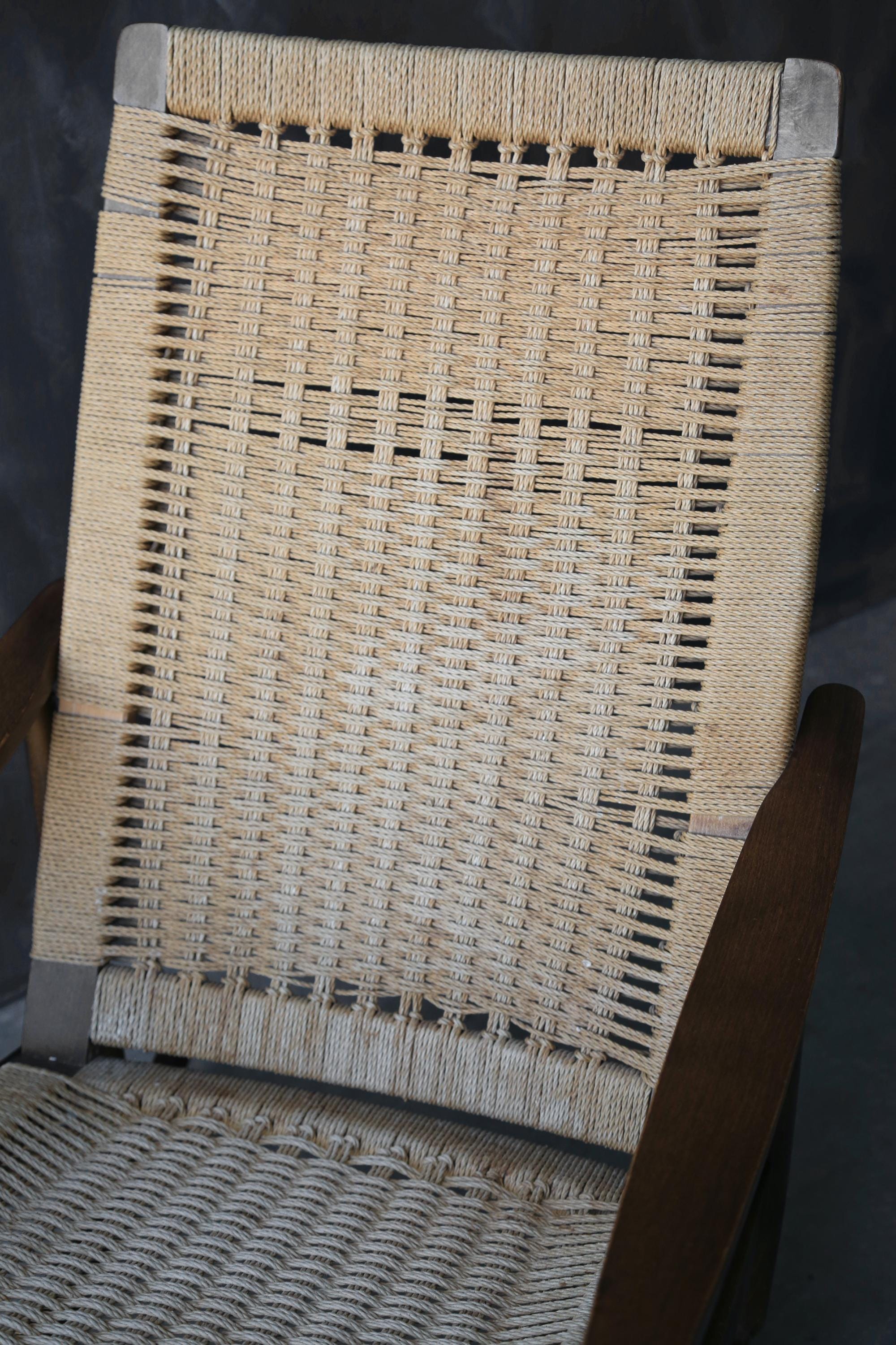 Yugoslavian Rocking Chair Vintage Mid Century Modern Yugoslavia Hans Wegner Style Woven Cord ...